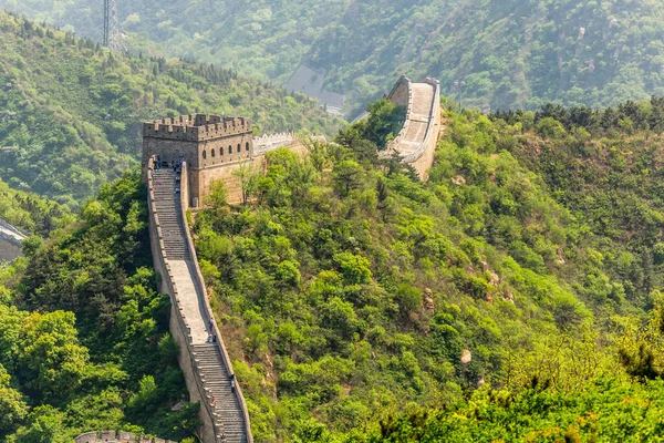 Panorama Great Wall China Green Hills Mountains Beijing China — Stock Photo, Image