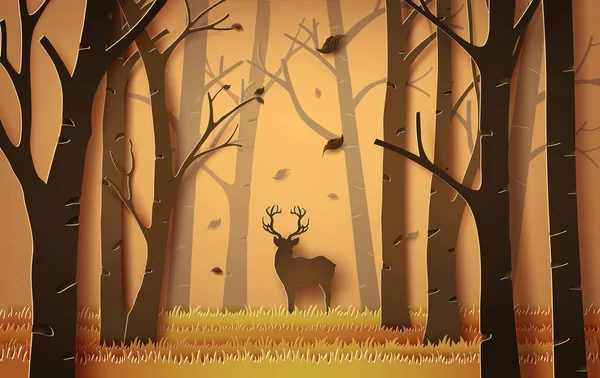 Cerfs dans la forêt. — Image vectorielle