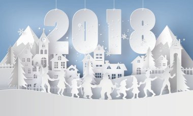 Mutlu Noeller ve mutlu yeni yıl 2018 çizimi