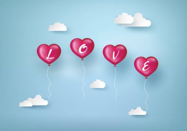 Balon kalp şeklin üzerinde gökyüzü