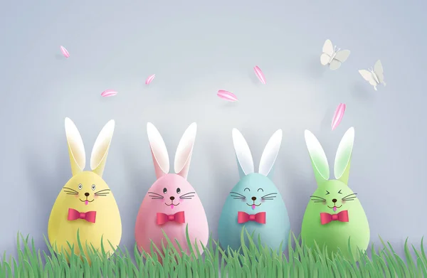 Ilustración del día de Pascua con huevo en hierba . — Vector de stock