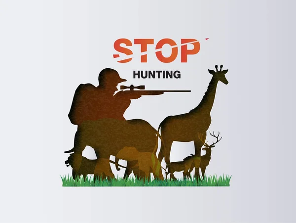 Concept Stop Hunting Animal Shooter Animal — Stock Vector