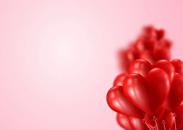 Fondo Globos Corazón Rojo.Concepto de Amor y San Valentín . — Archivo Imágenes Vectoriales