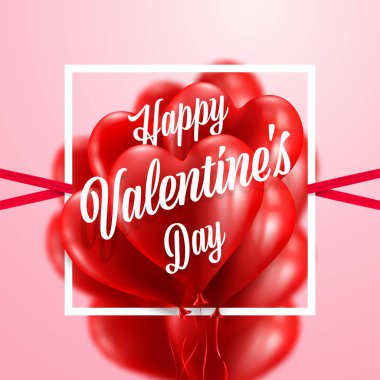 Kırmızı kalp balonlar Sevgililer günü Card.Love ve Sevgililer günü