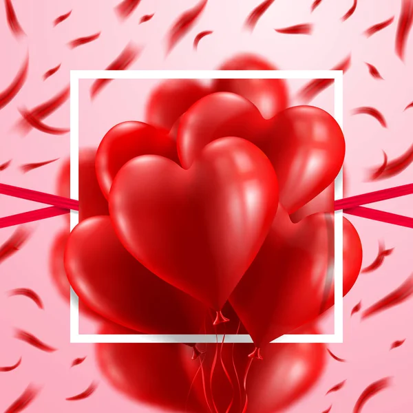 Red Heart Balloons Valentine 's Day Card.Love and Valentine' s Day — стоковый вектор