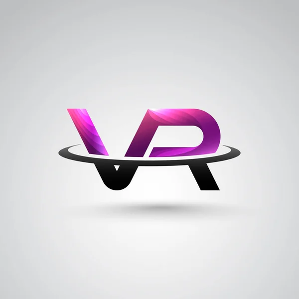 Vr Logo met "Vr" alfabet voor Virtual Reality Game en film — Stockvector