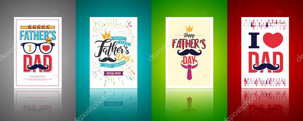 Set of Father's day Brochures,Poster or Banner in vintage style.