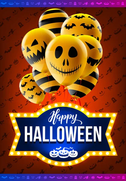 Mutlu Cadılar Bayramı kavramı Cadılar Bayramı hayalet Balloons.Scary hava ile balon ve Retro ışık Halloween.Flyer veya davetiye şablon, broşür, Poster ya da Banner.Vector gösterim amacıyla Eps10 oturum açın