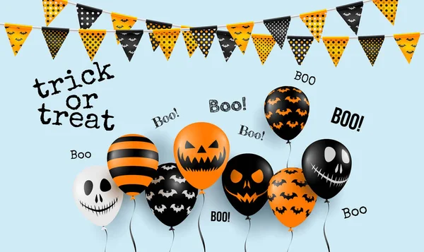 Halloween koncept med Halloween Ghost Balloons.Scary air ballonger. Flyer eller inbjudan mall, broschyrer, affisch eller Banner.Vector illustration Eps10 — Stock vektor