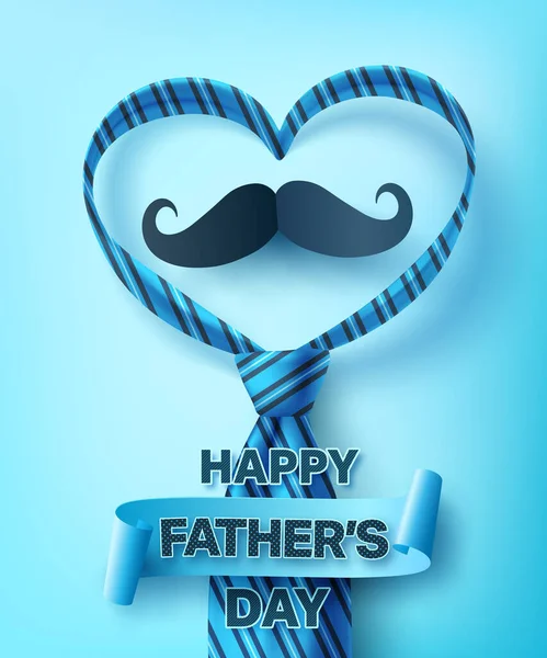 Happy Father Day Poster Banner Template Heart Shape Necktie Blue Royalty Free Stock Vectors