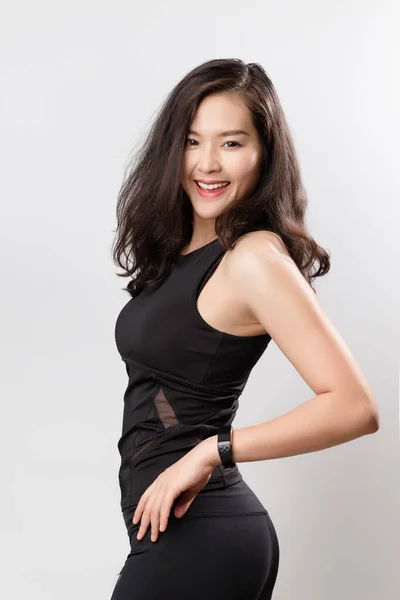Mujer Asiática Joven Con Ropa Fitness Ajuste Saludable Concepto Cuerpo —  Fotos de Stock