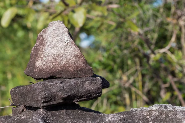 Close Pile Stones Mountain Sunshine Zen Nature — Stock Photo, Image