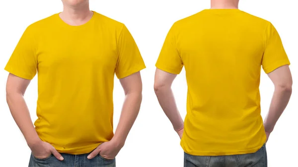 Close Yellow Shirt Cotton Man Pattern Isolated White Background — Stock Photo, Image