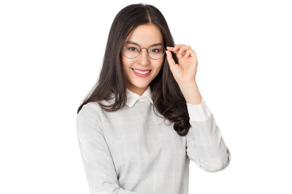 Joven Belleza Saludable Feliz Mujer Asiática Con Gafas Con Cara —  Fotos de Stock