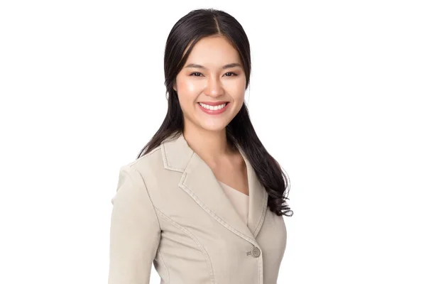 Jovem Beleza Saudável Feliz Mulher Asiática Com Rosto Sorridente Isolado — Fotografia de Stock