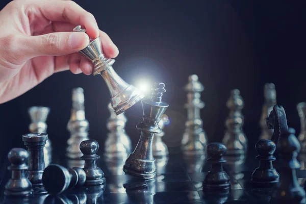 King Knight Chess Setup Dark Background Leader Teamwork Concept Success — Stock Photo, Image