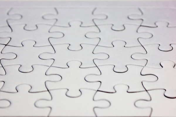 Close Witte Legpuzzel Met Alle Stukjes Verbonden Volledig Frame — Stockfoto