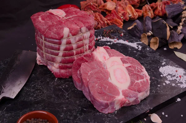 Fresh Halal Meat for sale at Traditional Market stock photo