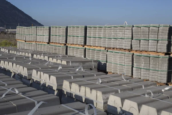 pile of paving stones in factory