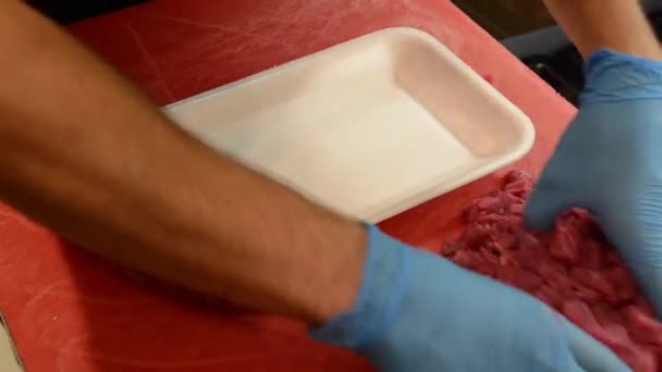 Corte Carne Stock Video — Vídeo de stock