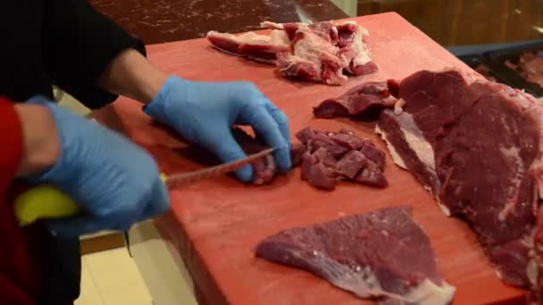 Corte Carne Estoque Vídeo — Vídeo de Stock