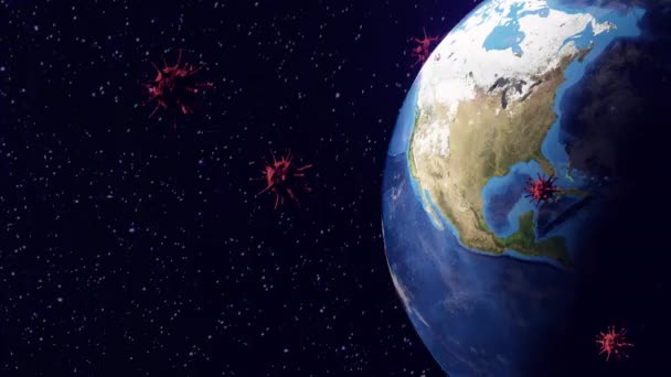 Πλανήτης Μεταμορφώνεται Απομονωμένο Μαύρο Φόντο Μονοπάτι Αποκοπής Εικονογράφηση Για Coronavirus — Αρχείο Βίντεο