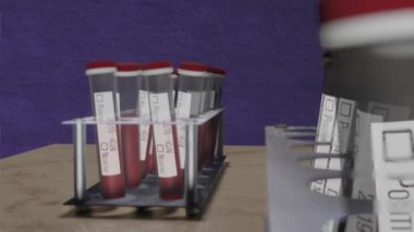 Covid - 19 coronavirus sarc-cov-2 enfeksiyon aşısı salgını virüs salgını laboratuvar tıbbı arka plan sağlığı sağlık enfeksiyonu 3D görüntüleme mesafe test tüpü analizi kan analizini tutun