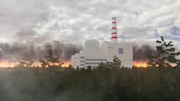 Radioaktiver Wald Bei Waldbränden Rund Die Sperrzone Von Tschernobyl Ukraine — Stockfoto