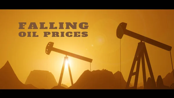 3d illustration/render. Oil barrel price falls down the chart. Falling oil prices.