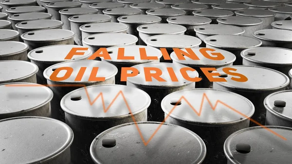 Illustratie Renderen Olievat Prijs Daalt Van Grafiek Dalende Olieprijzen — Stockfoto