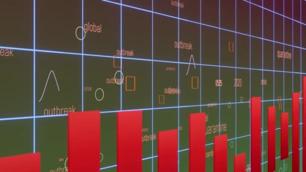 株式市場取引所損失取引グラフ分析3Dレンダリング — ストック動画