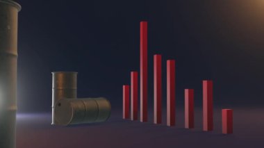 3D rending petrol varil fiyatı grafiğe düştü