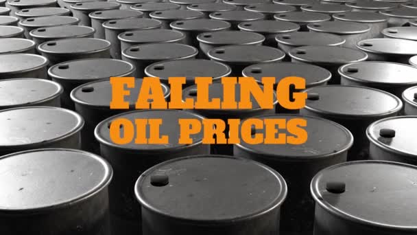 3Dレンダリング石油バレルの価格はチャートを下ります — ストック動画