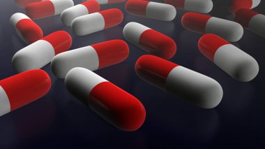 COVID 19 Coronavirus İlaç konsepti bir tablette. Yeni korona virüsü için antiviral ilaç kavramı. Corona tedavisi için ilaç firması. Covid Tedavi, salgın, dünya broşürü konseptini kapat