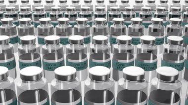 COVID 19 Coronavirus İlaç konsepti bir tablette. Yeni korona virüsü için antiviral ilaç kavramı. Corona tedavisi için ilaç firması. Covid Tedavi, salgın, dünya broşürü konseptini kapat