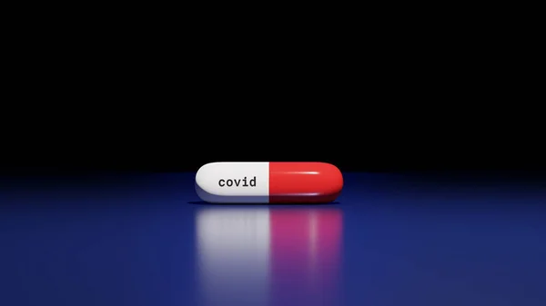 Covid Coronavirus Cure Gyógyszer Koncepció Egy Tablettában Fogantatás Antivirális Gyógyszer — Stock Fotó