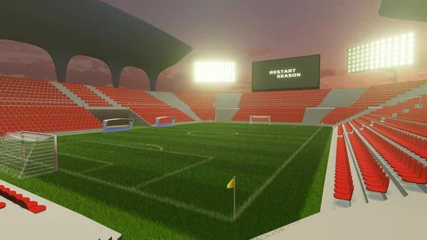 Representación Gran Estadio Fútbol Durante Crepúsculo Con Paquete Multitud Campo — Foto de Stock