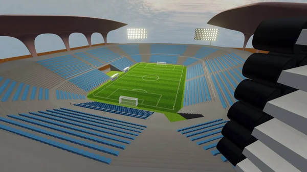 Rendering Van Grote Voetbalstadion Tijdens Schemering Met Een Roedel Van — Stockfoto