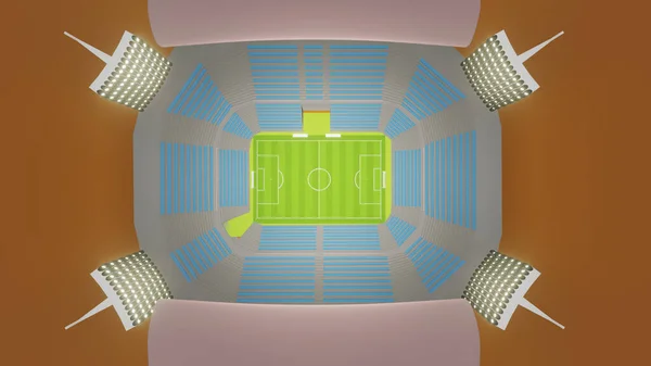 Representación Gran Estadio Fútbol Durante Crepúsculo Con Paquete Multitud Campo —  Fotos de Stock