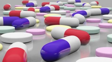 COVID 19 Coronavirus İlaç konsepti bir tablette. Yeni korona virüsü için antiviral ilaç kavramı. Corona tedavisi için ilaç firması. Covid Tedavi, Salgın, Dünya için Kapalı Konsept