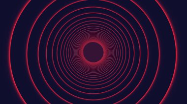 3D görüntüleme. Kırmızı Işık Çizgileri Hızlı Giden Güzel Soyut Çember Tüneli. Birkaç video elementi seti. Arkaplan Geleceği Tüneli