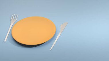 Yemek Davetiyesi Arkaplanı Masa Seti / Restoran masa örtüsü boş beyaz tabak, bıçak ve çatal tabakla