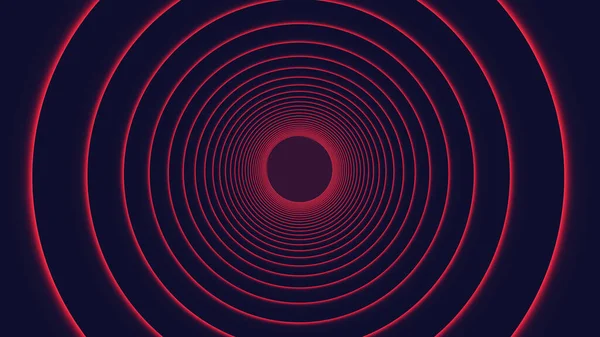 Rendering Beautiful Abstract Circle Tunnel Red Light Lines Moving Fast — Stock Photo, Image