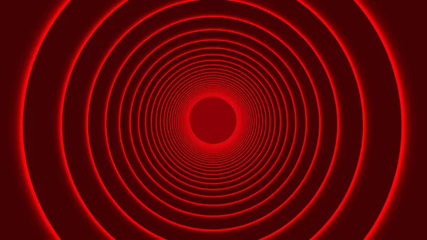 Renderizado Hermoso Túnel Círculo Abstracto Con Líneas Luz Roja Moviéndose — Foto de Stock