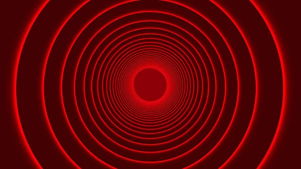 Rendering Beautiful Abstract Circle Tunnel Red Light Lines Moving Fast — Stock Photo, Image