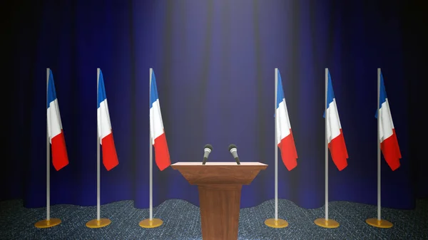 Прес Конференція Прем Міністра Франції Концепції Політика Франції Триб Промовця — стокове фото