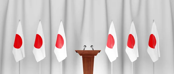 Пресс Конференция Премьер Министра Японии Концепции Политики Японии Трибуна Спикера — стоковое фото