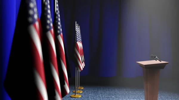 Presskonferens President Usa Koncept Politik Usa Podium Högtalartribun Med Tyskland — Stockfoto