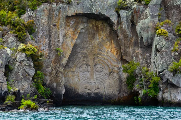 Podróże Nowej Zelandii North Island Taupo Widok Rejsu Kultowego Kamienia — Zdjęcie stockowe