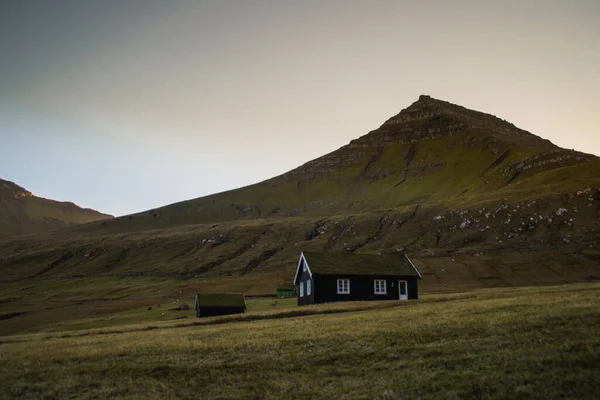 Traditionella Hus Gjogv Landskap Landskap Färöarna — Stockfoto